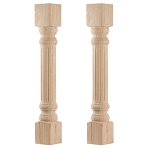35 1/2-inch h 5-inch w 5-inch d cabinet columns, btowin 2pcs unfinished tapered stripe rubberwood replacement island legs for large dining table & kitchen table
