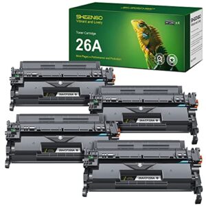 26a cf226a 226a high yield - sheengo compatible 226a toner cartridges replacement for hp 26a cf226a 26x cf226x to use with m402n m402dn m402dw pro mfp m426fdw m426fdn printer (4 black)