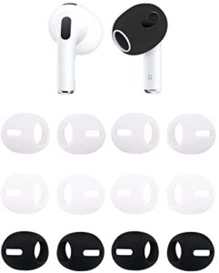 alxcd fit in case ear cover compatible with airpods 3 earbuds 3rd gen, silicone earbud covers eartips fit in charging case, compatible with airpods 3, 6 pairs white/black/clear