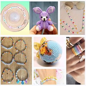 Gacuyi Pastel Glass Seed Beads 10008pcs 2mm Jewelry Making Kit, Macaron Small Beads Pony Beads for Bracelets Necklace Ring Making with Alphabet Letter Beads Rolls of Elastic String Cord