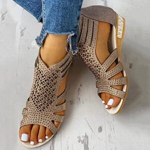 FABIURT Wedge Sandals for Women, Womens Summer Casual Platform Sandals with High Heel Beach Espadrille Fashion Open Toe Shoes