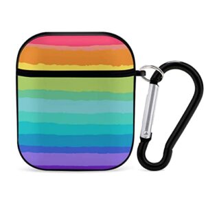 lgbt rainbow pride airpods 2 & 1 case cover gifts with keychain, shock absorption soft cover airpods 2 & 1 earphone protective case for men women