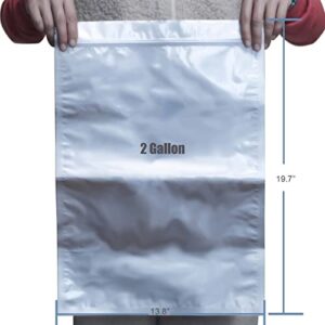 Easom 2 Gallon Mylar bags, Large Mylar Bags for Food Storage 2 Gallon 5 mil Thick Resealable Mylar Bags with Aluminum Foil. (2 Gallon x 20)