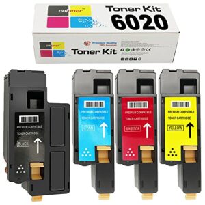 6020 toner cartridge remanufactured replacement for xerox phaser 6022 6020 xerox workcentre 6025 6027 high page yield for 106r02759 black 106r02757 magenta 106r02756 cyan 106r02758 yellow 4 pack
