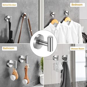 Hinmood Towel Hooks for Bathroom, Robe Towel Hooks for Bathroom, Bedroom, Kitchen, Garage Wall Mounted Hanging Hooks (Matte Silver, 2 Packs)