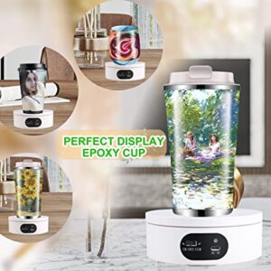 Turner Cup Rotating Display Stand for Epoxy Glitter Tumbler, 360 Degree Automatic Mute Rotating Turntable, Bling Bling Tumbler Making Supplies Spinner for Photography Products