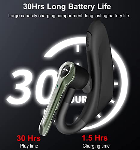Trucker Bluetooth Headset Wireless Bluetooth Earpiece with Microphone ENC Long Battery Life Waterproof Earpiece Hands Free Headset Cell Phone Ear Pieces for Office Business Driving Work HD Phone Calls