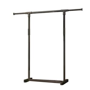 Simple standard Rod clothing Garment Rack,Super Easy Assembly NO Tools Required,Adjustable Floor Hanger, Used In The Bedroom To Hang Clothes, Hats, Bags,Shoes Boxes,Rolling Clothes Organizer,Black