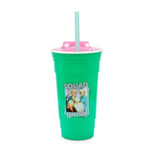 silver buffalo golden girls squad goals photo plastic tumbler with lid and straw, 32 ounces