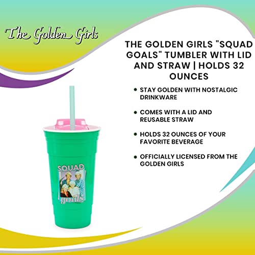 Silver Buffalo Golden Girls Squad Goals Photo Plastic Tumbler with Lid and Straw, 32 Ounces