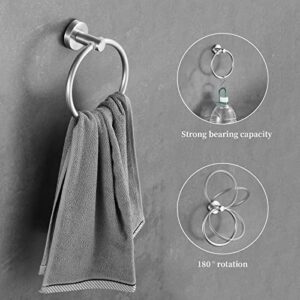 Hinmood Bathroom Hardware Set 10 Pieces, SUS 304 Stainless Steel, Includes 2 Packs 16 inch Towel Bar, 4 Packs Towel Hook, 2 Packs Towel Ring, 2 Packs Toilet Paper Holder