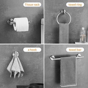 Hinmood Bathroom Hardware Set 10 Pieces, SUS 304 Stainless Steel, Includes 2 Packs 16 inch Towel Bar, 4 Packs Towel Hook, 2 Packs Towel Ring, 2 Packs Toilet Paper Holder