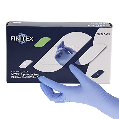 FINITEX Nitrile Disposable Gloves Medical Exam Gloves - 100 PCS Blue Latex-free Examination Chemo Food Gloves (Large)