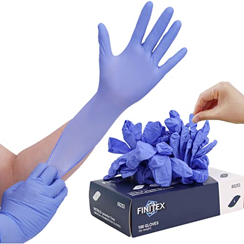 FINITEX Nitrile Disposable Gloves Medical Exam Gloves - 100 PCS Blue Latex-free Examination Chemo Food Gloves (Large)