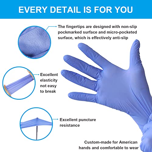 FINITEX Nitrile Disposable Gloves Medical Exam Gloves - 100 PCS Blue Latex-free Examination Chemo Food Gloves (Large)