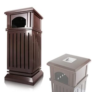 ironwalls commercial trash can, brown indoor outdoor garbage can with lockable lid, removable inner barrel, rectangular waste bin container trash receptacle for patio, park, plaza