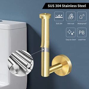 Augegel Brushed Gold Bathroom Hardware Accessories Set 6 Pieces,Stainless Steel Bathroom Towel Rack Set Wall Mounted,16" Towel Bar,Toilet Paper Holder, 4 Towel Hooks