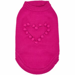 blueberry pet 2023 new heart dog sweater valentine’s day clothes for small girl dogs, hot pink pullover crewneck holiday apparel, back length 8”