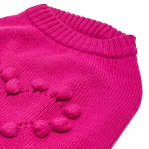 Blueberry Pet 2023 New Heart Dog Sweater Valentine’s Day Clothes for Small Girl Dogs, Hot Pink Pullover Crewneck Holiday Apparel, Back Length 8”