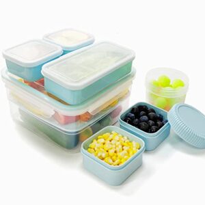 food storage container with lid airtight, with 6 individual bpa-free plastic food containers for pantry fridge organization and storage, reusable stackable meal prep containers, dishwasher safe