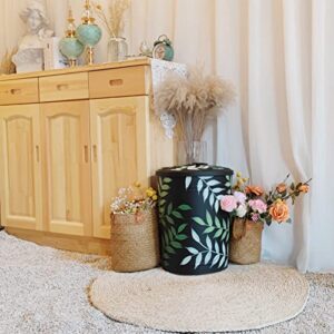 LANDCHY Black Forest Style Hand Painted Metal Trash Can Plant Patterned Storage Organization Container Canister Decorative Big Can Bin for Kitchen Living Room Home Patio Yard Home Decor