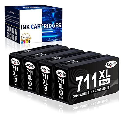 Jagute 711XL Black Ink Cartridge Replacement for HP 711 XL Work for HP DesignJet T120 24-in 610 mm T520 24-in 36-in 610 mm 914 mm T100 Large Format Printer (4 Black, 80-ml)