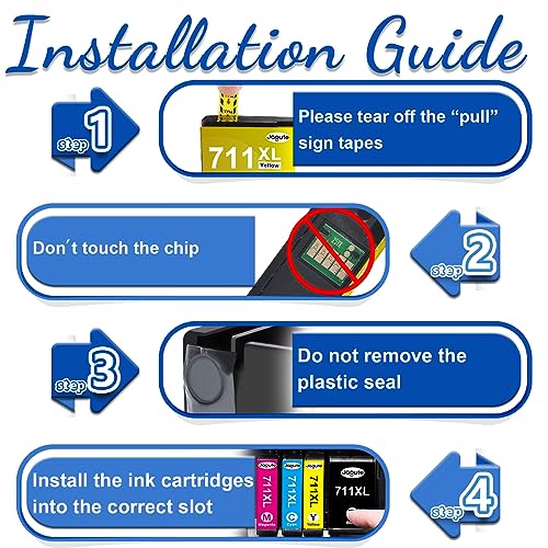 Jagute 711XL Black Ink Cartridge Replacement for HP 711 XL Work for HP DesignJet T120 24-in 610 mm T520 24-in 36-in 610 mm 914 mm T100 Large Format Printer (4 Black, 80-ml)