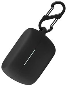 geiomoo silicone carrying case compatible with jabra elite 4 active, portable scratch shock resistant cover with carabiner (black-1)
