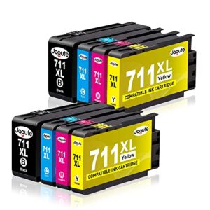 jagute 711xl 711 ink cartridges replacement for hp 711 xl work with hp designjet t120 t520 24-in t520 36-in printers(2 black, 2 cyan, 2 magenta, 2 yellow) 8 pack