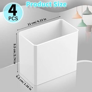 Floating Shelves Wall Bin Organizer Adhesive Wall Mounted Plastic Storage Organizer No Drilling White Hanging Storage Containers Makeup Organizer Shelf for Office Bedroom Kitchen Home Room (2 Pcs)