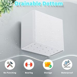 Floating Shelves Wall Bin Organizer Adhesive Wall Mounted Plastic Storage Organizer No Drilling White Hanging Storage Containers Makeup Organizer Shelf for Office Bedroom Kitchen Home Room (2 Pcs)