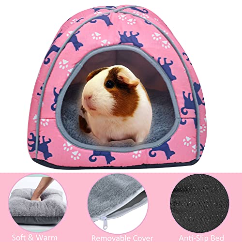 AFYHH Rabbit Guinea-Pig Bed House - Small Animal Cozy Cave Large Hideout Hides Hamster Hedgehog for Chinchilla Bearded Dragon Guinea Pig Accessories (Rose)