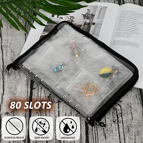 LingLingo Earring Organizer Case Travel Jewelry Organizer Transparent Jewelry Storage Book for Necklace Bracelet Ring Holder with Small Clear Zippered Pouch