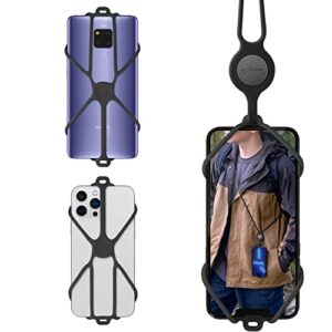 bone】cell phone lanyard crossbody, adjustable shoulder neck strap silicone phone holder, multifuctional crossbody for women man, compatible with most smartphones 4.7"-7.2" crossbody phone tie 3