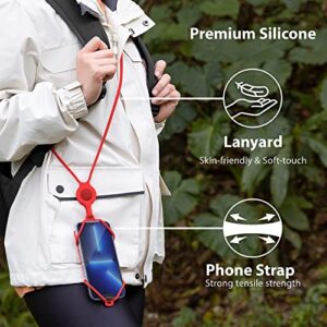 Bone】Cell Phone Lanyard Crossbody, Adjustable Shoulder Neck Strap Silicone Phone Holder, Multifuctional Crossbody for Women Man, Compatible with Most Smartphones 4.7"-7.2" Crossbody Phone Tie 3