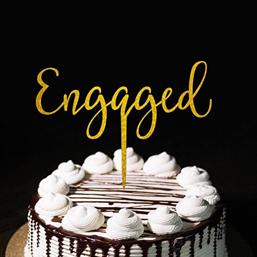 Engaged Custom Engagement Wedding Caketopper Bride To Be Wedding Party Supplies For Couples Bridal Shower Gifts Gold