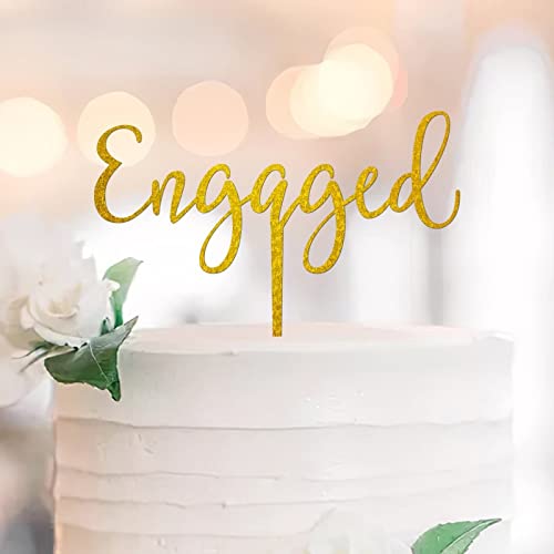 Engaged Custom Engagement Wedding Caketopper Bride To Be Wedding Party Supplies For Couples Bridal Shower Gifts Gold