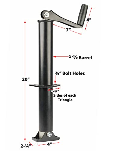 Mytee Products A Frame Trailer Jack - 2000 lbs Capacity, Black | Heavy-Duty Top Wind Tongue Jack - Ideal for RV, Utility, Boat & Marine Trailers