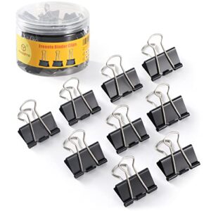 25 pack medium binder clips paper clamps for paper, universal black paper clips of for home, office and school use, medium size (1.25 inch)