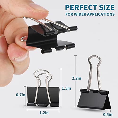 25 Pack Medium Binder Clips Paper Clamps for Paper, Universal Black Paper Clips of for Home, Office and School Use, Medium Size (1.25 Inch)