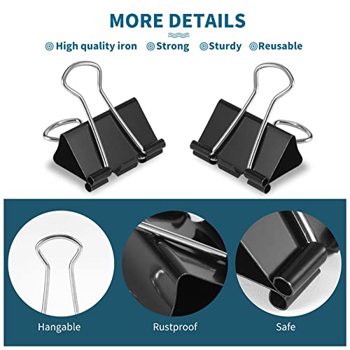 25 Pack Medium Binder Clips Paper Clamps for Paper, Universal Black Paper Clips of for Home, Office and School Use, Medium Size (1.25 Inch)