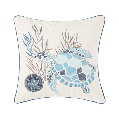 C&F Home C842983316B Turtle Crescent Bay Pillow 18 Inches Square 18" x 18" White