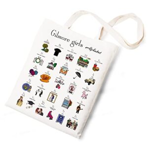 gilmore girls alphabet canvas tote bag funny cotton reusable tote shoulder bag present for friends fans women men