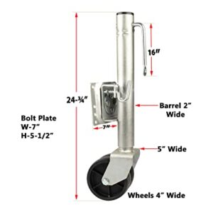 Mytee Products Swivel Trailer Tongue Jack with Dual Wheels, 2000 Lbs. Capacity | Heavy-Duty Trailer Jack with Rubber Wheel for RV, Boat, Utility & Marine Trailers