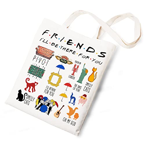 Friends I'll Be There for You Canvas Tote Bag Funny Friends Theme Cotton Reusable Tote Shoulder Bag Present for Friends Fans Women Men