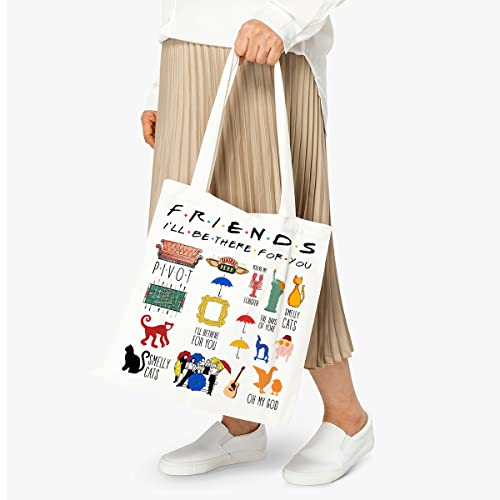 Friends I'll Be There for You Canvas Tote Bag Funny Friends Theme Cotton Reusable Tote Shoulder Bag Present for Friends Fans Women Men