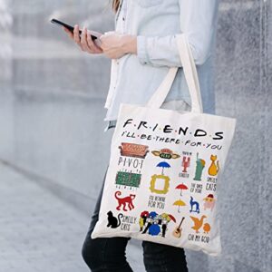 Friends I'll Be There for You Canvas Tote Bag Funny Friends Theme Cotton Reusable Tote Shoulder Bag Present for Friends Fans Women Men