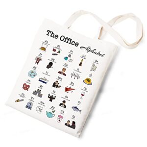 the office theme alphabet canvas tote bag funny cotton reusable tote shoulder bag present for friends fans women men