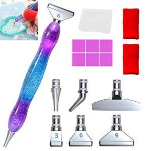 16pcs silver metal tips diamond painting pen kits, 6pcs stainless steel tips, 6 glue clays, 2 finger sleeves , 5d diamond painting accessories tools for diy craft, comfort grip and faster drilling