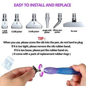 16pcs Silver Metal Tips Diamond Painting Pen Kits, 6pcs Stainless Steel Tips, 6 Glue Clays, 2 Finger Sleeves , 5D Diamond Painting Accessories Tools for DIY Craft, Comfort Grip and Faster Drilling